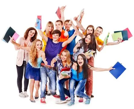 Group student with notebook. Foto stock