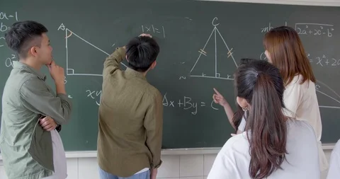 Group of student working on the mathematical problem Stock Footage 124881822