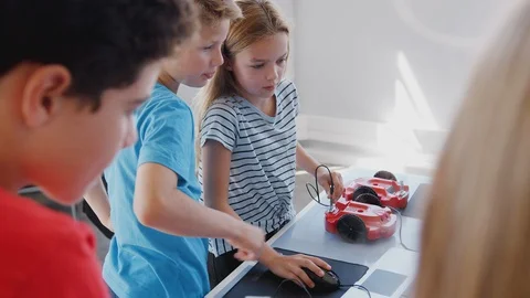 Group Of Students In After School Computer Coding Class Learning To Program Stock Footage 111933109