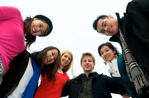 Group of students in circle Stock Photos