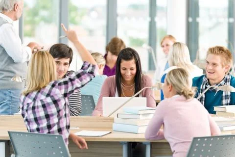 Group of students in classroom Stock Photos