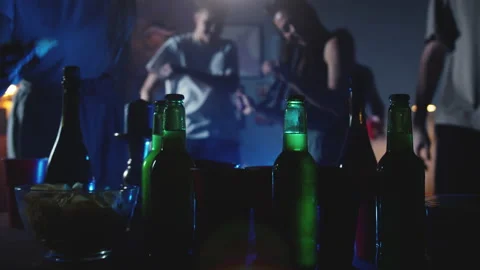 Group of students dancing at home party , woman and man using mobile phone Stock Footage 231415013