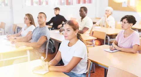 Group of students of different ages in advanced training courses Stock Photos