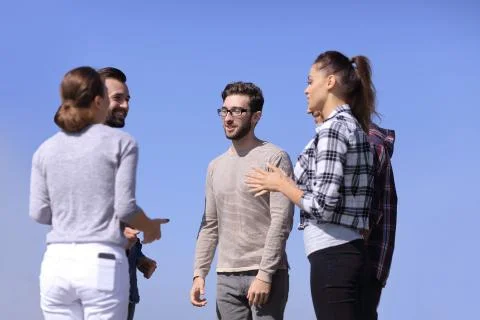 Group of students discussing their problems. Stock Photos