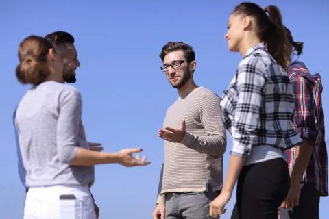 Group of students discussing their problems. Foto stock