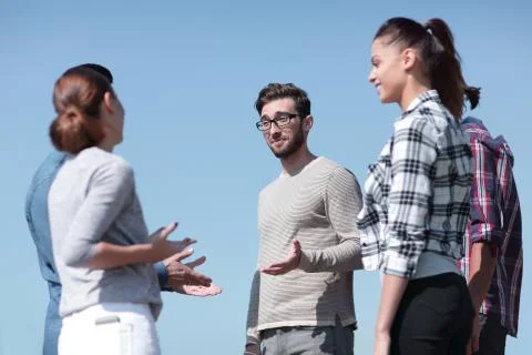 Group of students discussing their problems. Stock Photos