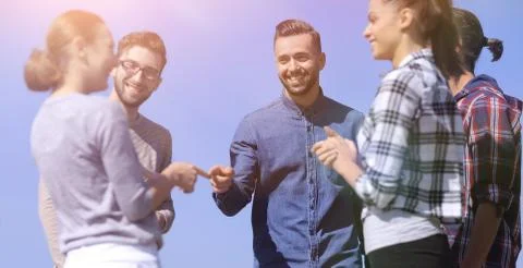 Group of students discussing their problems. Foto stock