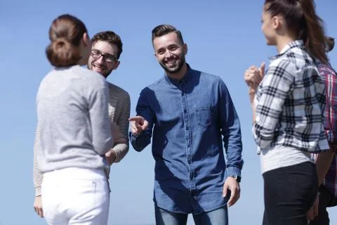 Group of students discussing their problems. Foto stock