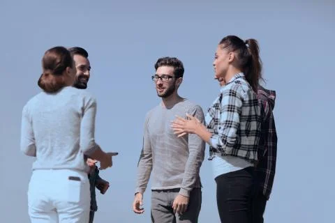 Group of students discussing their problems. Foto stock