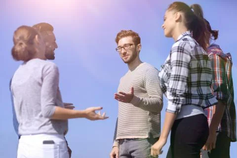 Group of students discussing their problems. Stock Photos