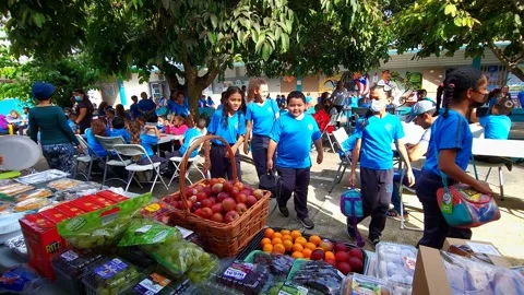 Group of Students Elementary Kids at Breaktime Thanksgiving Breakfast Activity Stock Footage 221881593