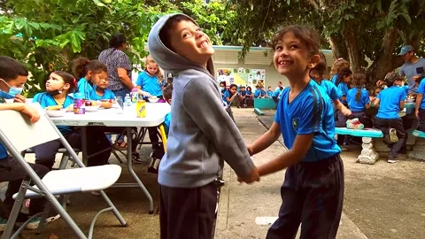 Group of Students Elementary Kids Dancing  Outside School Classroom Stock Footage 221920195