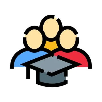 Group of students graduating, achieving academic success together Stock Illustration