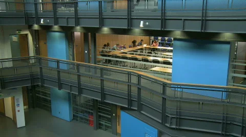 Group of students leaving classroom Stock Footage