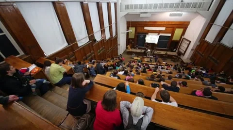 Group of students listen lecture in audience in MSU Stock-Footage 51872899