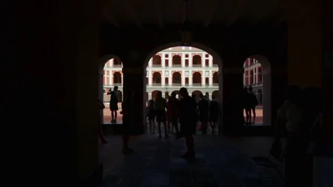 Group of students at a plaza in Old San Juan, Puerto Rico Stock Footage 81623222