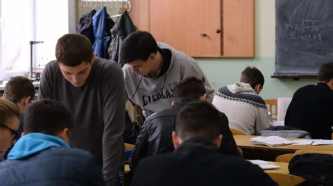 The group of students preparing for the exam in the classroom together. Stock Footage 63158597