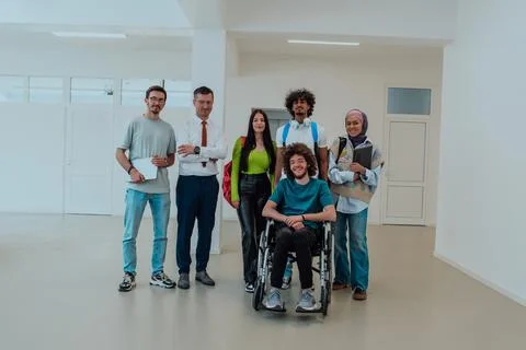 A group of students with a professor and a Stock Photos
