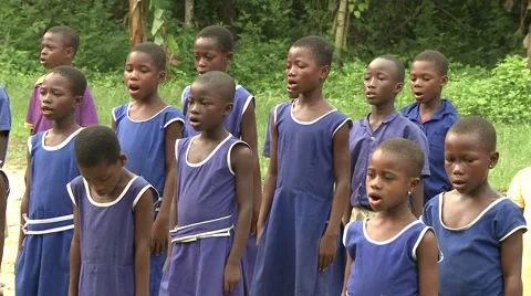 GROUP OF STUDENTS SINGING AT MORNING ASSEMBLY Stock Footage 60116152