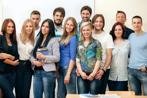 Group of students smiling Stock Photos