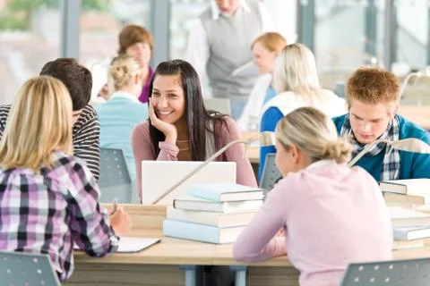 Group of students study in classroom Stock Photos