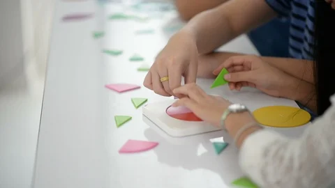 Group of Students study math with teacher in the classroom Stockbeeldmateriaal 105837980