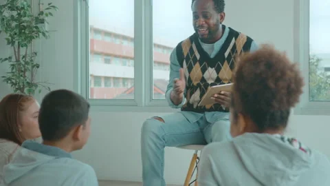 Group of students studying and playing with teacher, education and learning c 스톡 동영상 171175159