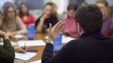 Group of students studying in classroom of college university. people listening Stock Footage 105769799