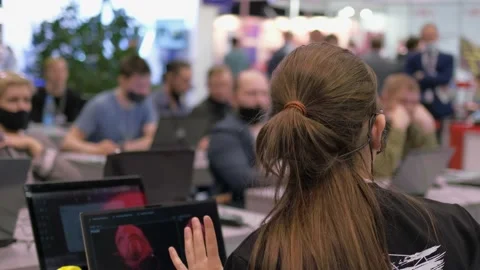 Group of students studying in classroom college university. People listening Stock Footage 154368993