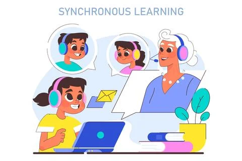 Group of students at the table studying, learning together Stock Illustration