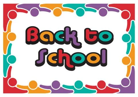 Group of Students Together, Diversity Friendly. Back to School Banner Templat Illustrazione stock