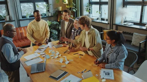 Group of Students Using Adhesive Notes and Talking on Language Class Stock Footage 274628429