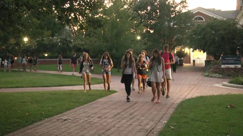 Group of students walking and texting Vidéo 37190737