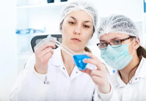 Group of the students working at the laboratory Stock Photos