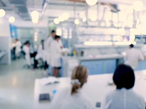 Group of students working in laboratory,blur Stock Photos