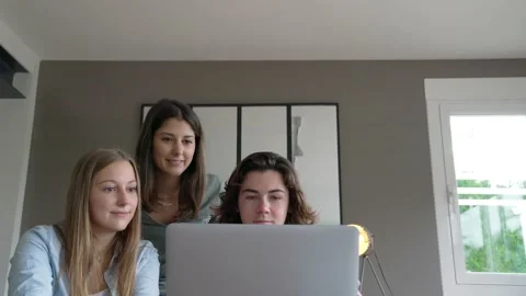 Group of students working with a teacher Stock Footage 131038612