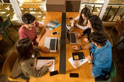 Group of students working together Stock Photos