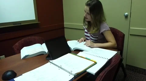 Group study in a library Stock Footage 52046659