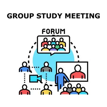 Group study meeting collaborative learning online forum Stock Illustration