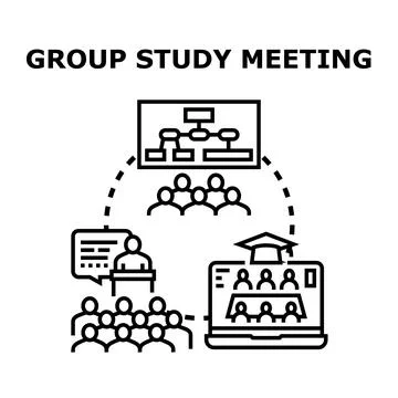 Group study meeting concept for education training and remote collaboration Stock Illustration