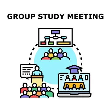 Group study meeting concept for education training and remote collaboration Stock Illustration