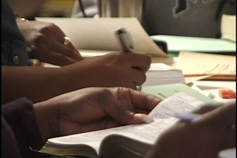 Group Studying at Table Stock Footage 297646
