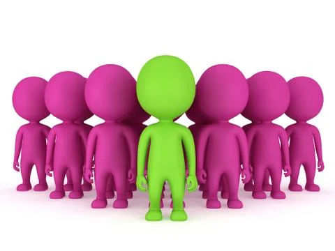 Group of stylized people stand on white Stock Illustration