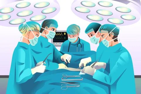 Group surgeons doing surgery Stock Illustration