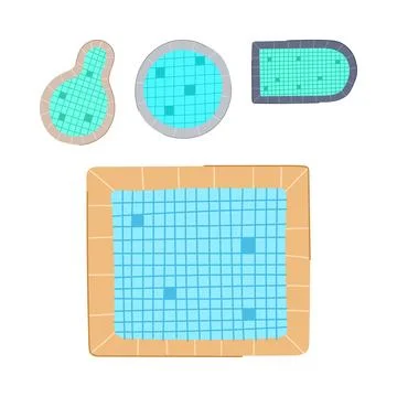 Group of swimming pools top view isolated Stock Illustration
