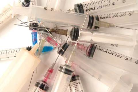 Group of syringes. Close up Stock Photos