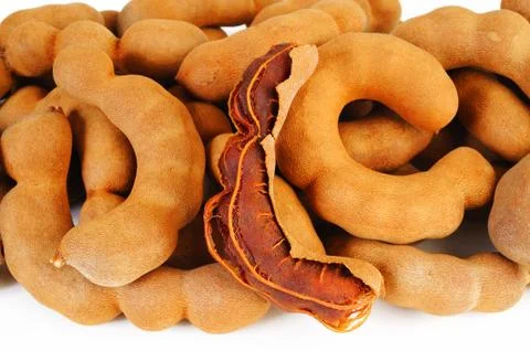 Group of tamarind on white Stock Photos