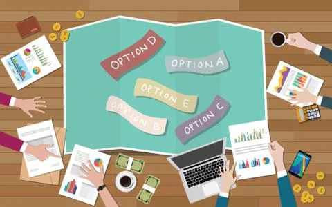 Group of team choose options decide better decisions Stock Illustration