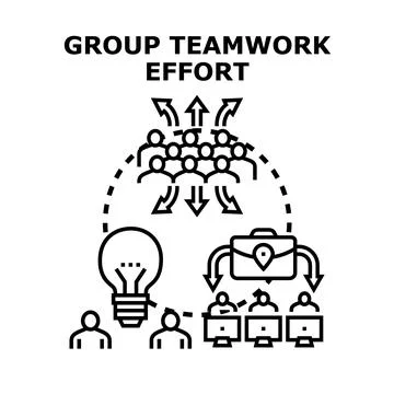 Group teamwork effort allocating business tasks and generating ideas Stock Illustration