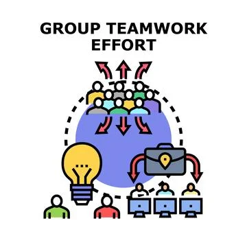 Group teamwork effort allocating business tasks and generating ideas Ilustración de archivo